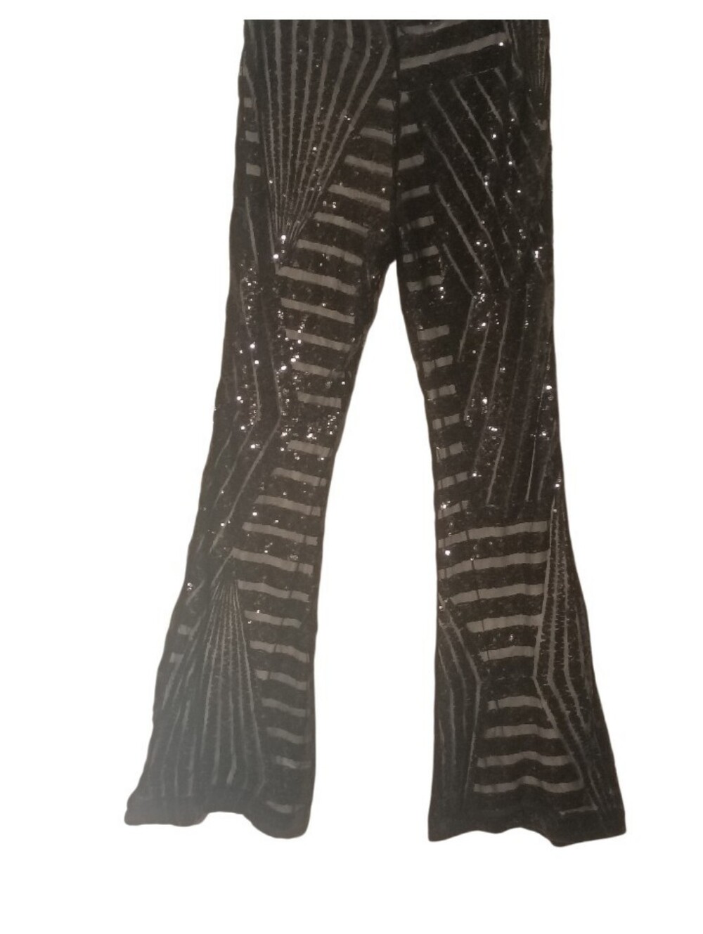 Y2K Black Sequin Patterned Flare Pants